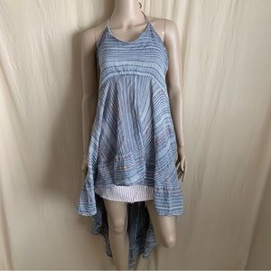 Hand loom striped cotton high low summer top / dress